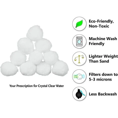 Kueatily Boules De Filtre De Piscine, Balles Filtrantes,Média Filtre à Fibres Pour Piscine Filtres à Sable Filtrage De L'eau. (Blanc) 4 Kueatily Boules De Filtre De Piscine, Balles Filtrantes,Média Filtre à Fibres Pour Piscine Filtres à Sable Filtrage De L'eau. (Blanc) – Image 4