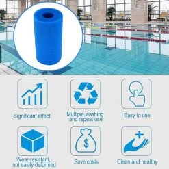 LangRay Mousse De Filtre De Piscine, Filtre Piscine Lavable Reutilisable, 4 Pièces Éponge Filtrante Type A, Filtre De Piscine En Mousse, Outil De Nettoyage De Mousse De Cartouche Pour (20x10 Cm, Bleu) -Pompe et filtre de piscine Soldes 33927792 5