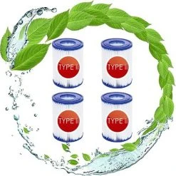 BRIDAY Cartouches Filtrantes De Rechange Pour Bestway 58094 Type II, Bestway 58383-Epurateur De Filtre Cartouche Type II, Filtre à Cartouche Pour Bestway Type II Pompe De Piscine (4 Pièces)