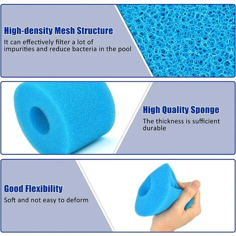 SUNFLOWER 4 Pièces Éponge Filtrante Type S1, Cartouche De Filtre En Mousse, Mousse Pour Filtre Piscine, Réutilisables Et Lavables, Filtre En Mousse Pour Spa, Piscine, Jacuzzi Bleu 108*73mm 5 SUNFLOWER 4 Pièces Éponge Filtrante Type S1, Cartouche De Filtre En Mousse, Mousse Pour Filtre Piscine, Réutilisables Et Lavables, Filtre En Mousse Pour Spa, Piscine, Jacuzzi Bleu 108*73mm – Image 5