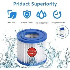 BRIDAY Cartouche Filtrante De Piscine Type VII & D, Cartouche Filtrante Type D/VII Pour Bestway, Pour Cartouche Filtrante Intex Type D, Pour Pompe De Piscine SFS 350, SFS 600, RP 350, RX 600 (2 Pièces) -Pompe et filtre de piscine Soldes 44928796 4