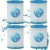TINOR Filtre Piscine Pour Bestway Type II, Spa Remplacement Filtre De Piscine Gonflable Accessoires, Filtre De Piscine Pour Jardin Extérieur, Lavable Et Réutilisable Cartouche, 4.17x5.35 Inch (4 PCS)