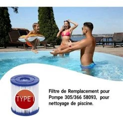 HIASDFLS Filtre Pour Bestway 58093 Cartouches Type I, Pour Bestway Filtre De Remplacement Pour Pompe 305/366, Cartouches Filtrantes Taille 1, Pour Nettoyage De Piscine (4 Pièces) -Pompe et filtre de piscine Soldes 48541652 5