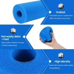ELLE Éponge De Filtre De Piscine Lavable Réutilisable Poteau D'éponge De Nettoyage Bleu，20*10*4mm -Pompe et filtre de piscine Soldes 52833183 3