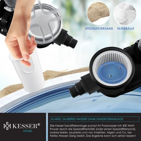 KESSER® Système De Filtre à Sable + 700 G De Billes Filtrantes Remplacent 25 Kg Filtre à Sable Vanne 7 Voies Avec Indicateur De Pression Filtre De Piscine 10 M³/h Système De Filtre Cuve De Filtre Pour Piscine Piscine 10200L/h, Le Noir 3 KESSER® Système De Filtre à Sable + 700 G De Billes Filtrantes Remplacent 25 Kg Filtre à Sable Vanne 7 Voies Avec Indicateur De Pression Filtre De Piscine 10 M³/h Système De Filtre Cuve De Filtre Pour Piscine Piscine 10200L/h, Le Noir – Image 3