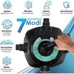 KESSER® Système De Filtre à Sable + 700 G De Billes Filtrantes Remplacent 25 Kg Filtre à Sable Vanne 7 Voies Avec Indicateur De Pression Filtre De Piscine 10 M³/h Système De Filtre Cuve De Filtre Pour Piscine Piscine 10200L/h, Le Noir 8 KESSER® Système De Filtre à Sable + 700 G De Billes Filtrantes Remplacent 25 Kg Filtre à Sable Vanne 7 Voies Avec Indicateur De Pression Filtre De Piscine 10 M³/h Système De Filtre Cuve De Filtre Pour Piscine Piscine 10200L/h, Le Noir -Pompe et filtre de piscine Soldes 54289506 4