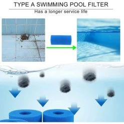 ALMI Filtre De Piscine En Mousse, 2 Pièces Éponge Filtrante Type A, Éponge En Mousse De Rechange Pour Filtre De Piscine, Filtre Piscine Lavable, Filtre Éponge Cartouche, Filtre Spa Reutilisable -Pompe et filtre de piscine Soldes 57012292 4
