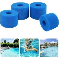 TANABATA Éponge Filtrante Type S, Mousse Pour Filtre Piscine, Filtre Piscine Lavable Reutilisable, Filtre Éponge Cartouche, Filtre Spa Reutilisable (4 Pièces)