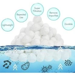 FVBJD Balles Filtrantes 1400g,Boules De Filtre Réutilisables De Piscine,Alternative Pour 50 Kg De Sable,Boules De Filtre De Piscine Pour Piscines Intérieure Et Extérieure,Média Filtre à Fibres Pour Piscine -Pompe et filtre de piscine Soldes 58754768 3