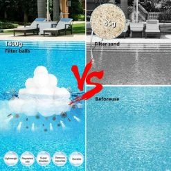 FVBJD 1400g Boules De Filtre De Piscine Équivalent à 50 Kg De Filtre à Sable, Balle Filtrante Piscine Convient à Divers Systèmes De Filtration De Piscine -Pompe et filtre de piscine Soldes 58754776 3