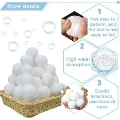 FVBJD Balles Filtrantes,800g Boules De Filtre De Piscine,Pool Filter Balls,Balles De Filtration,Nettoyeur De Piscine,Média Filtre à Fibres Pour Piscine,Convient à Divers Systèmes De Filtration -Pompe et filtre de piscine Soldes 58754794 3