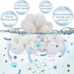 FVBJD 800g Balles Filtrantes,Boules De Filtre De Piscine,Réutilisables,Média Filtre à Fibres Peut Remplacer 28 Kg Sable Quartz Piscine Filtres à Sable Filtrage De L'eau,Utilisées Dans Les Piscines -Pompe et filtre de piscine Soldes 58754848 5