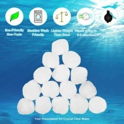 FVBJD 500G Balle Filtrante Piscine,Filtre Pour Piscine,Média Filtre à Fibres,de 1000g Remplacent 36kg De Sable Filtrant,Billes Filtrantes Pour Piscines Intérieure Et Extérieure(1000g) -Pompe et filtre de piscine Soldes 58754866 5