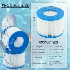 EINEMGELD Filtre VI Cartouche Pour Bestway Lay-Z-Spa, Cartouches Filtrantes Rechange Pour Miami Vegas Monaco BW58323, Pour Bestway 58239 (4 Pièces) -Pompe et filtre de piscine Soldes 59434053 5