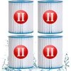 DECKON Filtre Piscine Pour Type II, Spa Remplacement Filtre De Piscine Gonflable Accessoires, Filtre De Piscine Pour Jardin Extérieur, Lavable Et Réutilisable Cartouche, (4 PCS)