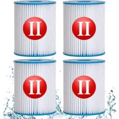 DECKON Filtre Piscine Pour Type II, Spa Remplacement Filtre De Piscine Gonflable Accessoires, Filtre De Piscine Pour Jardin Extérieur, Lavable Et Réutilisable Cartouche, (4 PCS)