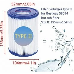 SINCèREETALI Lot De 2 Cartouches De Filtre De Piscine De Type II – Compatible Avec Les Filtres Bestway 58094 – Accessoires De Filtre De Piscine Gonflable De Rechange Pour Spa -Pompe et filtre de piscine Soldes 63821488 2