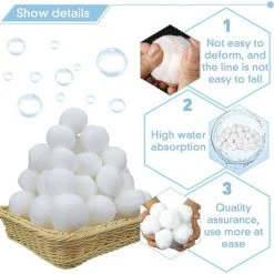 MOWZE 1300g Balles Filtrantes,Boules De Filtre De Piscine,Réutilisables,Média Filtre à Fibres Peut Remplacer 45 Kg Sable Quartz Piscine Filtres à Sable Filtrage De L'eau,Utilisées Dans Les Piscines -Pompe et filtre de piscine Soldes 63869972 3