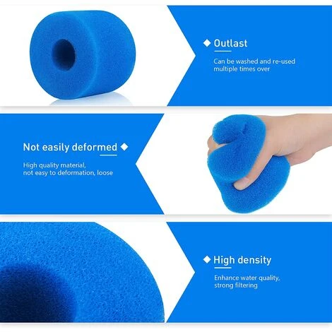 AOUGO Lot De 4 Cartouches De Mousse De Filtre De Piscine Compatibles Avec Intex S1 Type Cartouche De Filtre En Mousse Lavable Réutilisable Cartouche De Filtre En Mousse éponge Cartouche De Filtre De Piscine Cartouche En Mousse éponge, Bleu 3 AOUGO Lot De 4 Cartouches De Mousse De Filtre De Piscine Compatibles Avec Intex S1 Type Cartouche De Filtre En Mousse Lavable Réutilisable Cartouche De Filtre En Mousse éponge Cartouche De Filtre De Piscine Cartouche En Mousse éponge, Bleu – Image 3