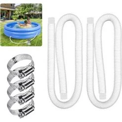 HEGUYEY Tuyau De Rechange Pour Piscine De 1,25 Po De Diamètre Pour Piscines Hors Terre, Piscine Avec Pince Métallique Pour Pompe De Filtre Intex Ou Tuyaux De 3,2 Cm - 1,5 Mètre De Long Paquet De 2