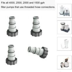 HEGUYEY 4 Pièces Adaptateur Piscine, Remplacement Adaptateur De Tuyau Série Intex A Avec Filetage, Tuyau De Diamètre 1,5" Et 1,25", Adaptateur De Pompe Pour Kits De Piscine -Pompe et filtre de piscine Soldes 64098293 3