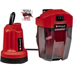 Einhell Pompe D’évacuation D’eau Claire Sans Fil GE-SP 18 LL Li-Solo Power X-Change (18 V, Aspiration à Plat Jusqu’à 1 mm, 108 W, 4 500 L/h, 0,8 bar) Livré Sans Batterie Ni Chargeur