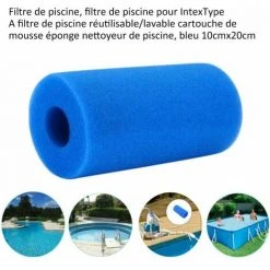KAEJYIUT Piscine Filtre, Piscine Filtre Pour Intex Type A Reutilisable / Lavable Piscine Filtre En Mousse Eponge Cartouche Nettoyeur De Piscine, 10Cmx20Cm Bleu 9 KAEJYIUT Piscine Filtre, Piscine Filtre Pour Intex Type A Reutilisable / Lavable Piscine Filtre En Mousse Eponge Cartouche Nettoyeur De Piscine, 10Cmx20Cm Bleu -Pompe et filtre de piscine Soldes 66995686 5