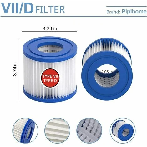 TANèTUE Cartouche Filtrante De Piscine Type VII & D, Cartouche Filtrante Type D/VII Pour Bestway, Pour Cartouche Filtrante Intex Type D, Pour Pompe De Piscine SFS 350, SFS 600, RP 350, RX 600 (2 Pièces) 2 TANèTUE Cartouche Filtrante De Piscine Type VII & D, Cartouche Filtrante Type D/VII Pour Bestway, Pour Cartouche Filtrante Intex Type D, Pour Pompe De Piscine SFS 350, SFS 600, RP 350, RX 600 (2 Pièces) – Image 2