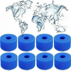 ENLENK Lot De 8 Filtres En Mousse De Type S1, Spa Pour Intex S1, Réutilisables, Pour Piscine De Type S1, Pour Piscine, Aquarium, Spa.