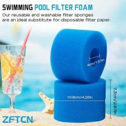 LLOVE 4 Filtres De Piscine En Mousse Filtre Pour Type S1 - Filtre En Mousse Pour Spa, Piscine - Réutilisables Et Lavables - Éponge De Filtration De Type S1 -Pompe et filtre de piscine Soldes 67555089 4