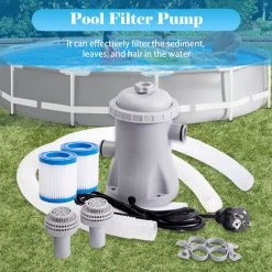 SUPERSELLER Jardin Piscine Pompe De Filtration De Piscine 330 GPH Pompe à Eau électrique Pour Pataugeoire Avec 2 Cartouches De Filtre De Piscine Pompes De Piscine Hors Sol Petite Pompe De Filtration De Piscine -Pompe et filtre de piscine Soldes 67873421 3